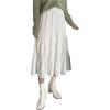 imageMakeMeChic Womens Plaid Print Tiered Layer A Line Ruffle Hem Loose Fit Casual Long Maxi SkirtsWhite