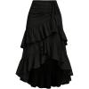 imageMakeMeChic Womens Ruched Ruffle Hem Tiered High Low Asymmetrical Drawstring Maxi Long SkirtsBlack