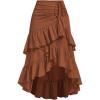 imageMakeMeChic Womens Ruched Ruffle Hem Tiered High Low Asymmetrical Drawstring Maxi Long SkirtsRust Brown