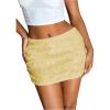 imageMakeMeChic Womens Sequin Skirt Mini Skirt Summer Bodycon Sparkly Skirt with Shorts UnderneathYellow