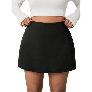 imageMakeMeChic Womens Mini Skirt with Shorts Aline Micro Skort Y2K Short SkirtPlus Black