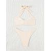 imageMakeMeChic Halter Bikini Sets for Women Sexy Micro Bikini Bathing Suit Two Piece Swimsuits 2025Beige