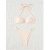 imageMakeMeChic Halter Bikini Sets for Women Sexy Micro Bikini Bathing Suit Two Piece Swimsuits 2025Beige