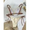 imageMakeMeChic Halter Bikini Sets for Women Sexy Micro Bikini Bathing Suit Two Piece Swimsuits 2025Beige Ring