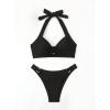imageMakeMeChic Halter Bikini Sets for Women Sexy Micro Bikini Bathing Suit Two Piece Swimsuits 2025Black