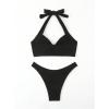 imageMakeMeChic Halter Bikini Sets for Women Sexy Micro Bikini Bathing Suit Two Piece Swimsuits 2025Black