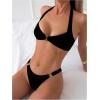 imageMakeMeChic Halter Bikini Sets for Women Sexy Micro Bikini Bathing Suit Two Piece Swimsuits 2025Black