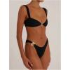 imageMakeMeChic Halter Bikini Sets for Women Sexy Micro Bikini Bathing Suit Two Piece Swimsuits 2025Black Metal