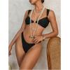 imageMakeMeChic Halter Bikini Sets for Women Sexy Micro Bikini Bathing Suit Two Piece Swimsuits 2025Black Pearl