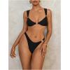 imageMakeMeChic Halter Bikini Sets for Women Sexy Micro Bikini Bathing Suit Two Piece Swimsuits 2025Black Pearl