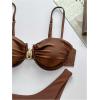 imageMakeMeChic Halter Bikini Sets for Women Sexy Micro Bikini Bathing Suit Two Piece Swimsuits 2025Brown Metal