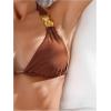 imageMakeMeChic Halter Bikini Sets for Women Sexy Micro Bikini Bathing Suit Two Piece Swimsuits 2025Brown Seashell Metal