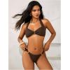 imageMakeMeChic Halter Bikini Sets for Women Sexy Micro Bikini Bathing Suit Two Piece Swimsuits 2025Coffee Brown