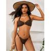 imageMakeMeChic Halter Bikini Sets for Women Sexy Micro Bikini Bathing Suit Two Piece Swimsuits 2025Coffee Brown
