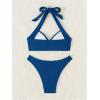 imageMakeMeChic Halter Bikini Sets for Women Sexy Micro Bikini Bathing Suit Two Piece Swimsuits 2025Dark Blue