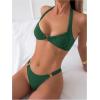 imageMakeMeChic Halter Bikini Sets for Women Sexy Micro Bikini Bathing Suit Two Piece Swimsuits 2025Dark Green