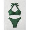 imageMakeMeChic Halter Bikini Sets for Women Sexy Micro Bikini Bathing Suit Two Piece Swimsuits 2025Dark Green