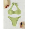 imageMakeMeChic Halter Bikini Sets for Women Sexy Micro Bikini Bathing Suit Two Piece Swimsuits 2025Lime Green