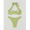 imageMakeMeChic Halter Bikini Sets for Women Sexy Micro Bikini Bathing Suit Two Piece Swimsuits 2025Lime Green