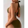 imageMakeMeChic Halter Bikini Sets for Women Sexy Micro Bikini Bathing Suit Two Piece Swimsuits 2025Olive Green
