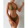 imageMakeMeChic Halter Bikini Sets for Women Sexy Micro Bikini Bathing Suit Two Piece Swimsuits 2025Olive Green