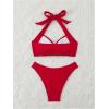 imageMakeMeChic Halter Bikini Sets for Women Sexy Micro Bikini Bathing Suit Two Piece Swimsuits 2025Red