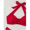 imageMakeMeChic Halter Bikini Sets for Women Sexy Micro Bikini Bathing Suit Two Piece Swimsuits 2025Red