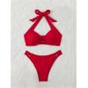 imageMakeMeChic Halter Bikini Sets for Women Sexy Micro Bikini Bathing Suit Two Piece Swimsuits 2025Red