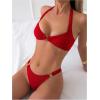imageMakeMeChic Halter Bikini Sets for Women Sexy Micro Bikini Bathing Suit Two Piece Swimsuits 2025Red