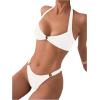 imageMakeMeChic Halter Bikini Sets for Women Sexy Micro Bikini Bathing Suit Two Piece Swimsuits 2025White