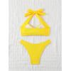imageMakeMeChic Halter Bikini Sets for Women Sexy Micro Bikini Bathing Suit Two Piece Swimsuits 2025Yellow