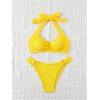imageMakeMeChic Halter Bikini Sets for Women Sexy Micro Bikini Bathing Suit Two Piece Swimsuits 2025Yellow