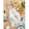 imageMakeMeChic Halter Tops for Women Going Out Tops Y2k Ruffle Cute Summer Backless TopBeige