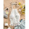 imageMakeMeChic Halter Tops for Women Going Out Tops Y2k Ruffle Cute Summer Backless TopBeige