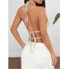 imageMakeMeChic Halter Tops for Women Going Out Tops Y2k Ruffle Cute Summer Backless TopBeige B