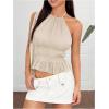 imageMakeMeChic Halter Tops for Women Going Out Tops Y2k Ruffle Cute Summer Backless TopBeige B