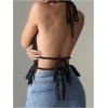 imageMakeMeChic Halter Tops for Women Going Out Tops Y2k Ruffle Cute Summer Backless TopBlack