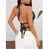 imageMakeMeChic Halter Tops for Women Going Out Tops Y2k Ruffle Cute Summer Backless TopBlack B