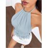 imageMakeMeChic Halter Tops for Women Going Out Tops Y2k Ruffle Cute Summer Backless TopBlue B