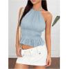 imageMakeMeChic Halter Tops for Women Going Out Tops Y2k Ruffle Cute Summer Backless TopBlue B