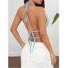 imageMakeMeChic Halter Tops for Women Going Out Tops Y2k Ruffle Cute Summer Backless TopBlue B