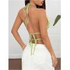 imageMakeMeChic Halter Tops for Women Going Out Tops Y2k Ruffle Cute Summer Backless TopGreen