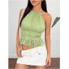 imageMakeMeChic Halter Tops for Women Going Out Tops Y2k Ruffle Cute Summer Backless TopGreen
