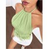 imageMakeMeChic Halter Tops for Women Going Out Tops Y2k Ruffle Cute Summer Backless TopGreen