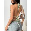 imageMakeMeChic Halter Tops for Women Going Out Tops Y2k Ruffle Cute Summer Backless TopMint Green