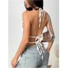 imageMakeMeChic Halter Tops for Women Going Out Tops Y2k Ruffle Cute Summer Backless TopWhite