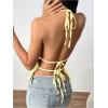 imageMakeMeChic Halter Tops for Women Going Out Tops Y2k Ruffle Cute Summer Backless TopYellow