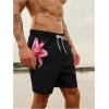 imageMakeMeChic Mens Swim Trunks Floral Swim Shorts Beach Board Shorts SwimwearBlack