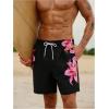 imageMakeMeChic Mens Swim Trunks Floral Swim Shorts Beach Board Shorts SwimwearBlack