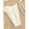 imageMakeMeChic Womens 2 Piece Bandeau Swimsuit 3D Floral Tie Side High Cut Bikini Set Bathing SuitBeige